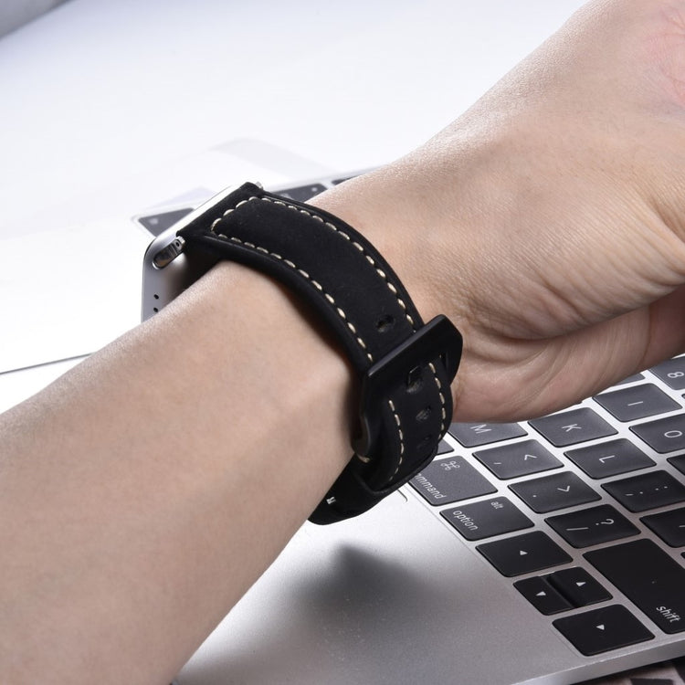 Mega nydelig Apple Watch Series 4 40mm Ægte læder Rem - Sort#serie_1