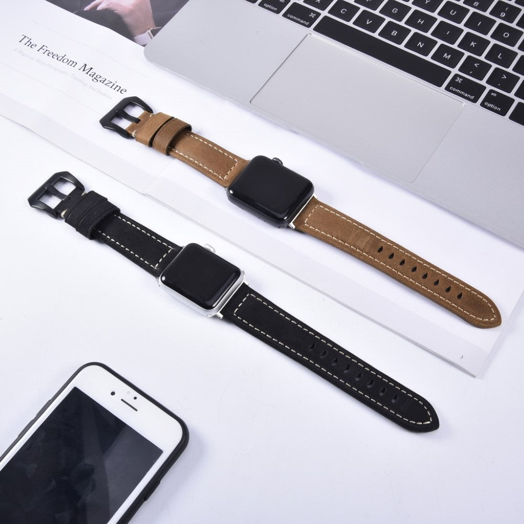 Mega nydelig Apple Watch Series 4 40mm Ægte læder Rem - Brun#serie_2