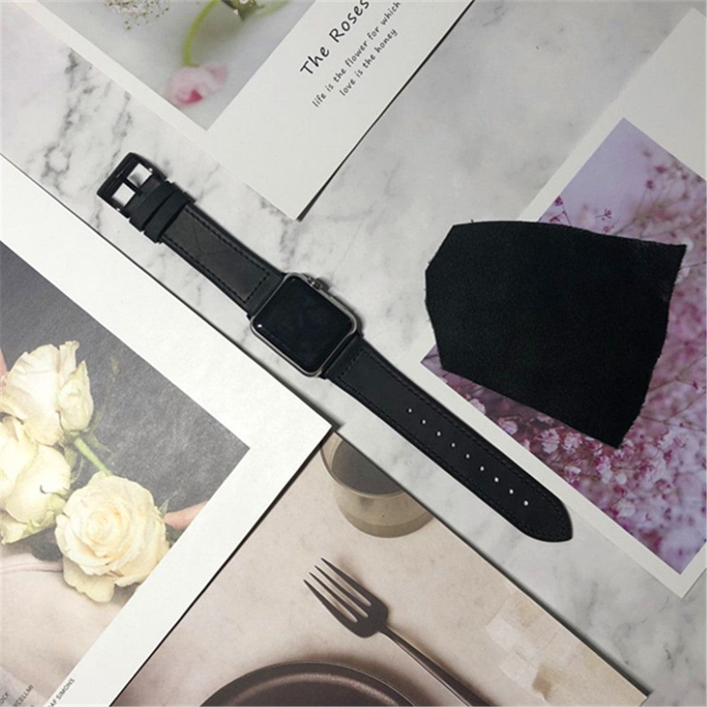 Holdbart Apple Watch Series 4 40mm Ægte læder Rem - Sort#serie_4