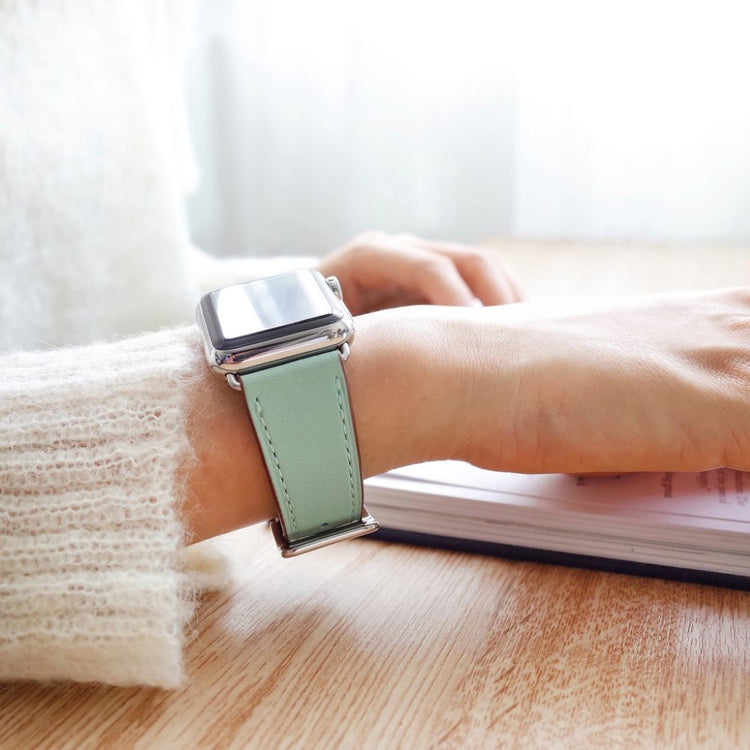 Meget sejt Apple Watch Series 5 40mm Ægte læder Rem - Grøn#serie_2