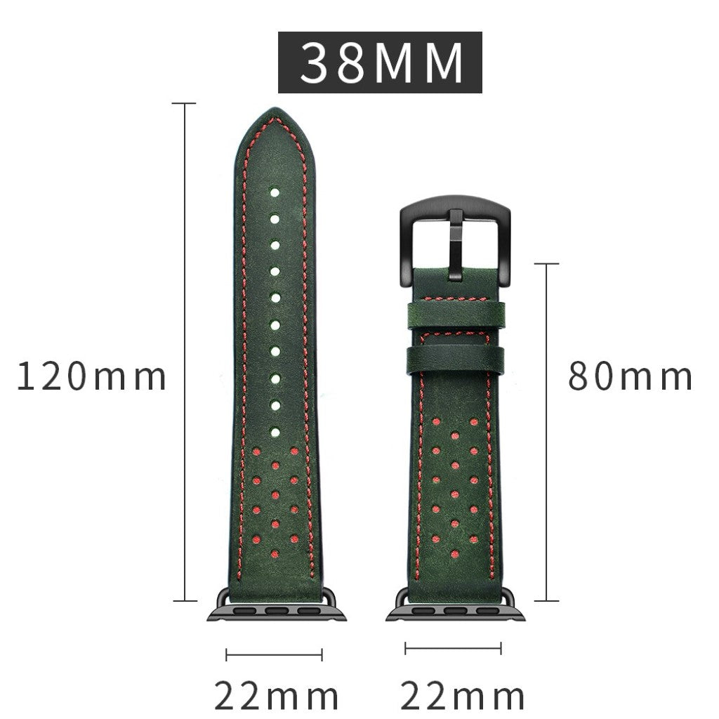 Apple Watch Series 5 40mm / Apple Watch 40mm Ægte læder Rem - Grøn#serie_2