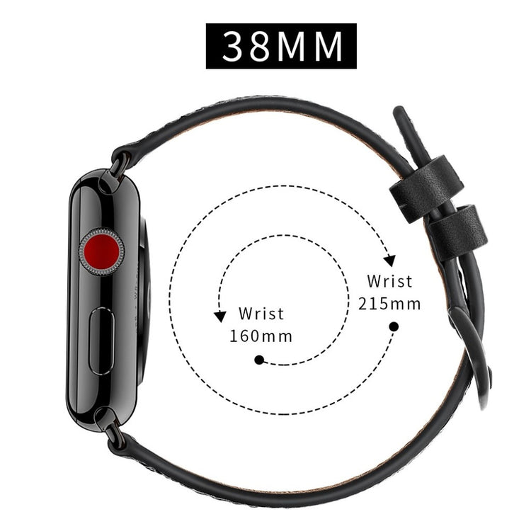 Apple Watch Series 5 40mm / Apple Watch 40mm Ægte læder Rem - Sort#serie_3