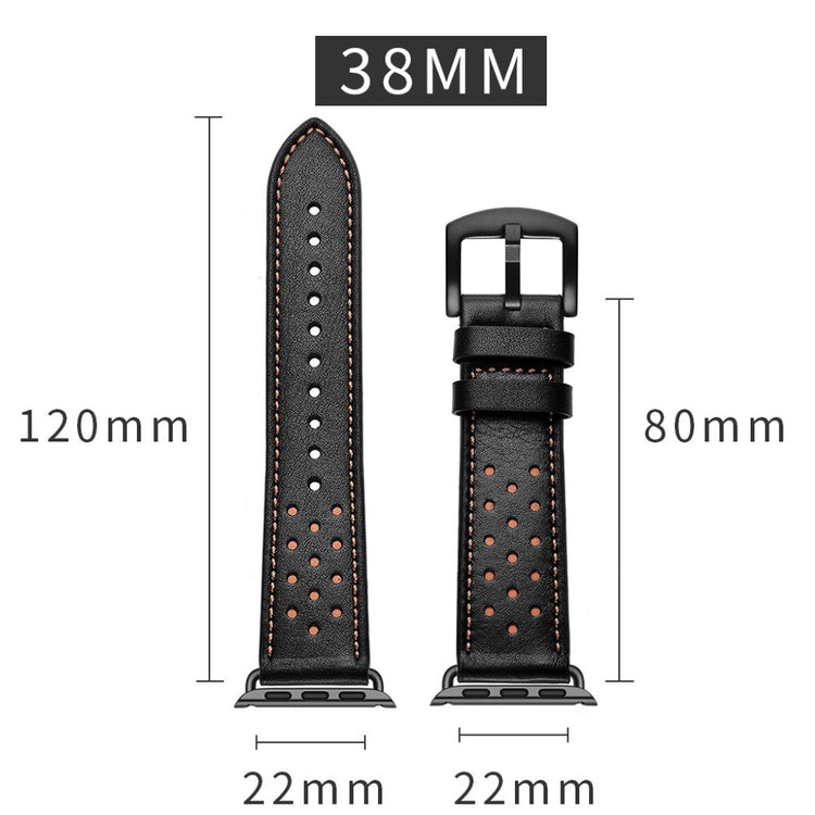 Apple Watch Series 5 40mm / Apple Watch 40mm Ægte læder Rem - Sort#serie_4