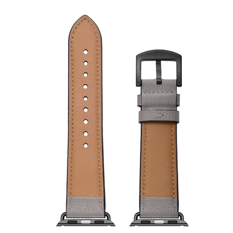 Apple Watch Series 5 40mm / Apple Watch 40mm Ægte læder Rem - Sølv#serie_5