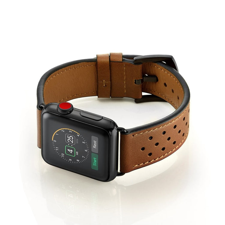 Apple Watch Series 5 40mm / Apple Watch 40mm Ægte læder Rem - Brun#serie_6
