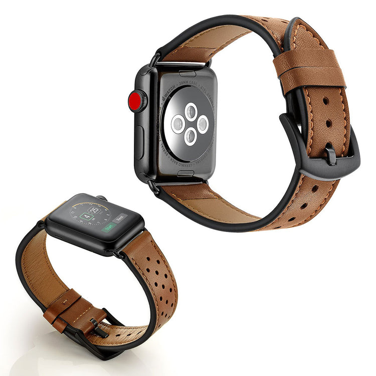 Apple Watch Series 5 40mm / Apple Watch 40mm Ægte læder Rem - Brun#serie_6