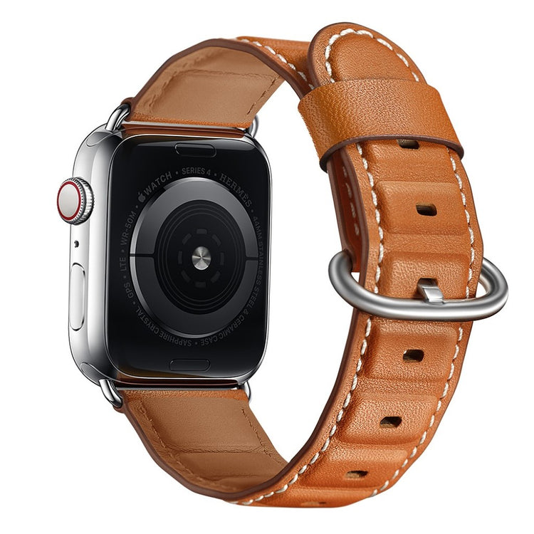 Apple Watch Series 5 40mm / Apple Watch 40mm Ægte læder Rem - Brun#serie_3
