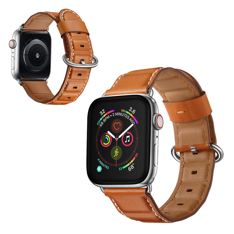 Apple Watch Series 5 40mm / Apple Watch 40mm Ægte læder Rem - Brun#serie_3