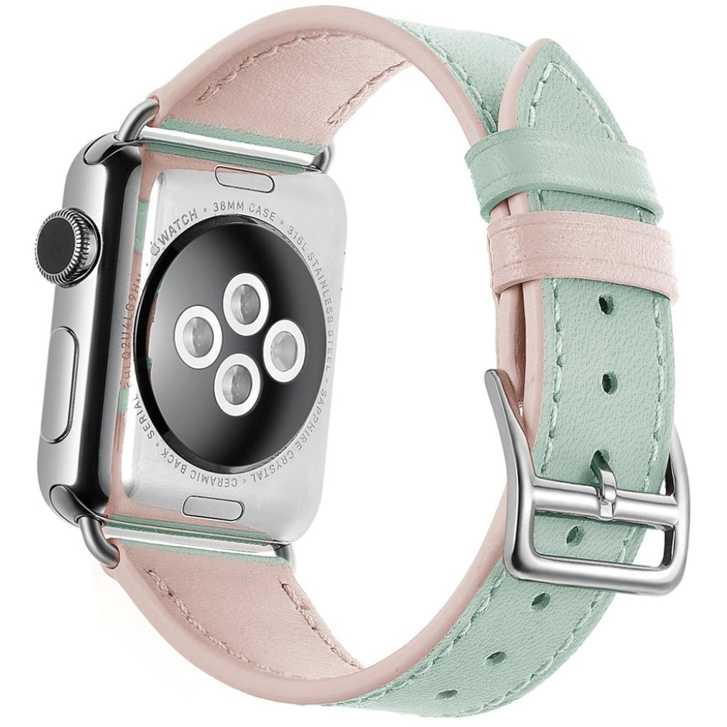 Apple Watch Series 5 40mm / Apple Watch 40mm Ægte læder Rem - Grøn#serie_1