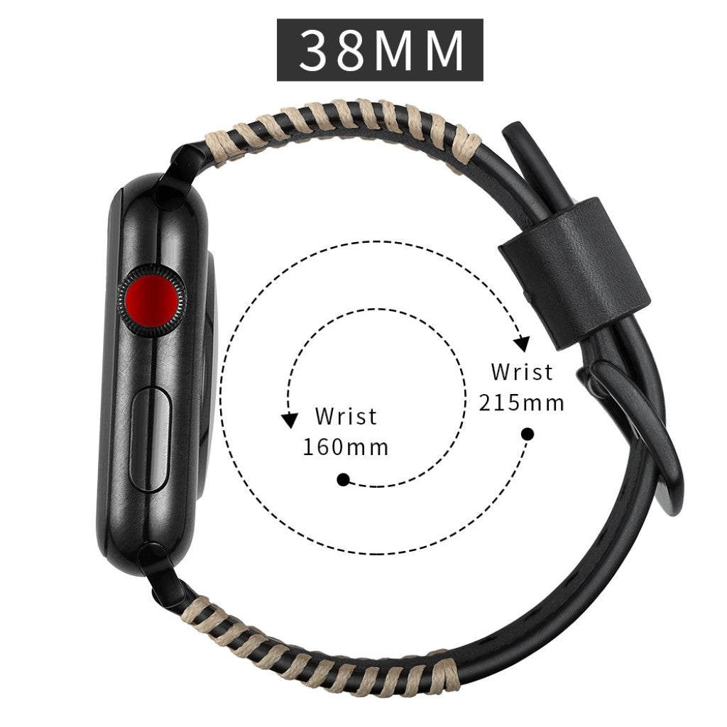 Apple Watch Series 5 40mm / Apple Watch 40mm Ægte læder Rem - Sort#serie_1