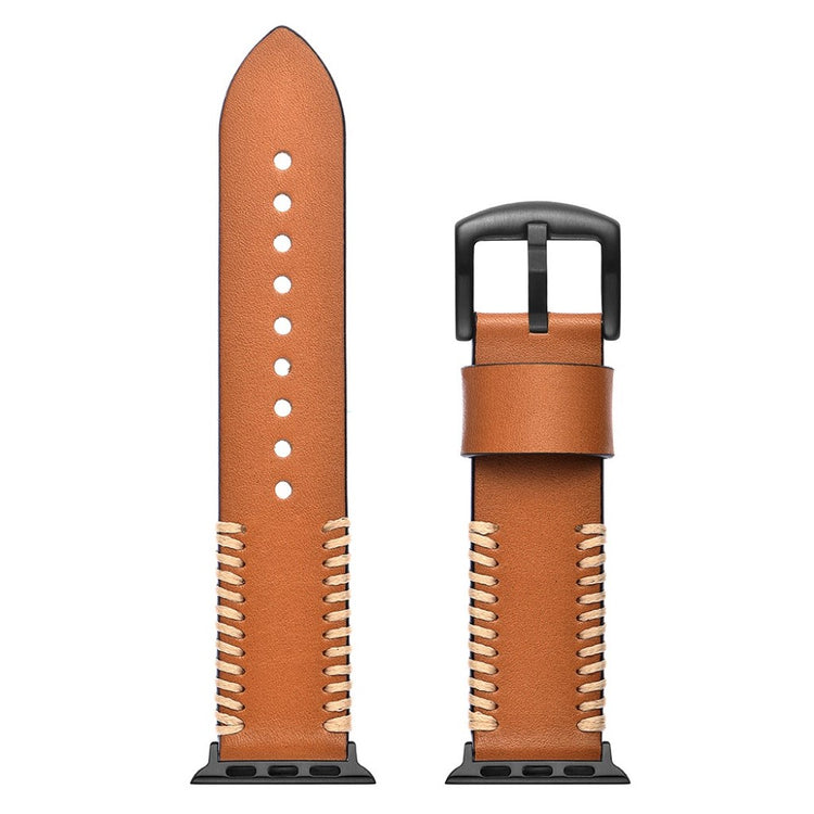 Apple Watch Series 5 40mm / Apple Watch 40mm Ægte læder Rem - Gul#serie_2