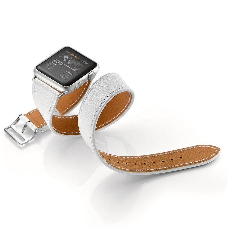 Apple Watch Series 5 40mm / Apple Watch 40mm Ægte læder Rem - Hvid#serie_2