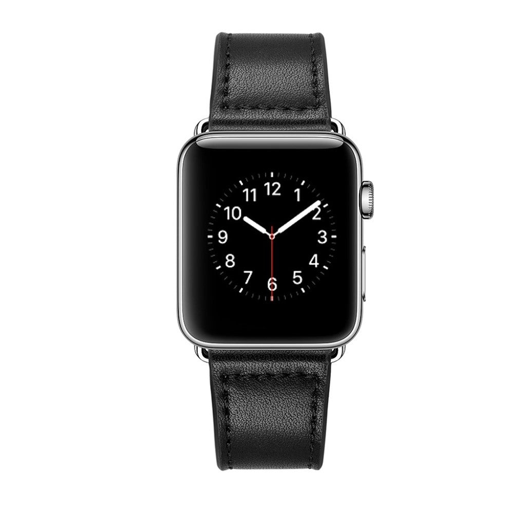 Apple Watch Series 5 40mm / Apple Watch 40mm Ægte læder Rem - Sort#serie_1