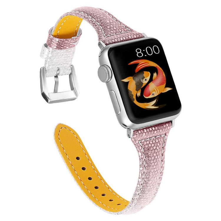 Apple Watch Series 5 40mm / Apple Watch 40mm Ægte læder Rem - Pink#serie_2