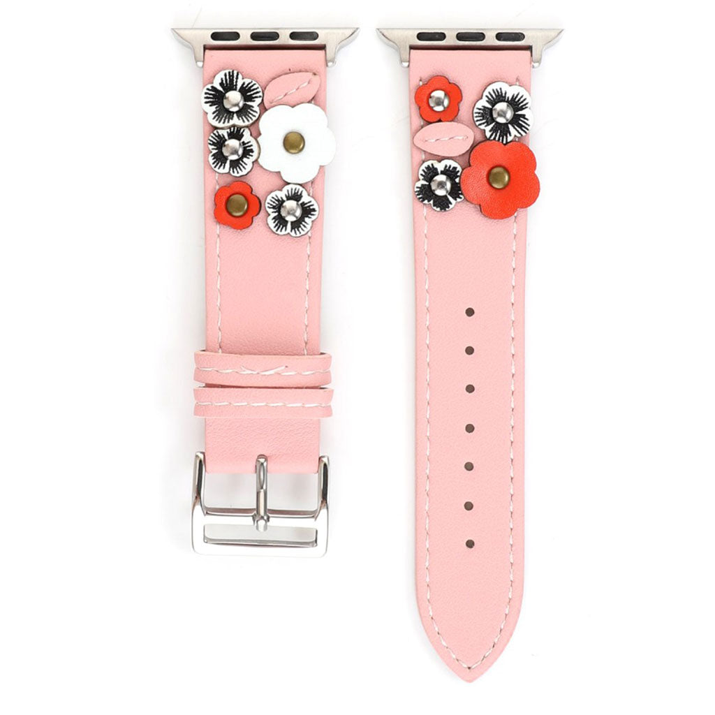 Apple Watch Series 5 40mm / Apple Watch 40mm Ægte læder Rem - Pink#serie_1