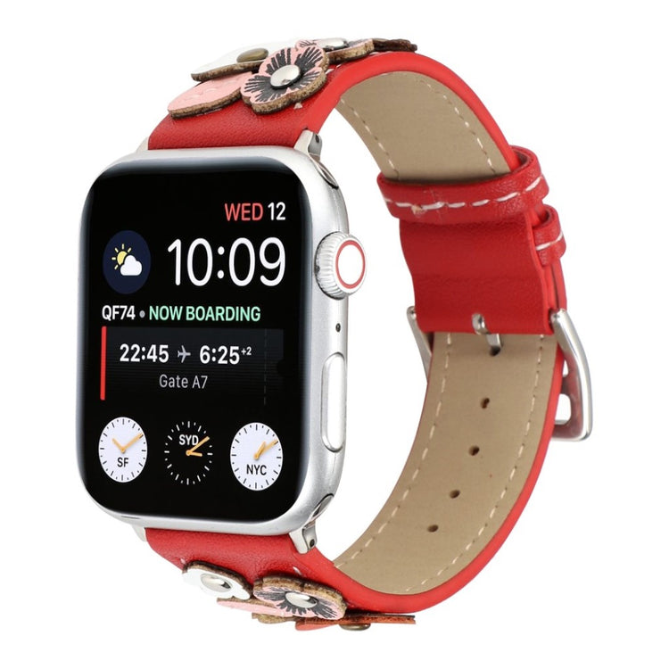 Apple Watch Series 5 40mm / Apple Watch 40mm Ægte læder Rem - Rød#serie_2