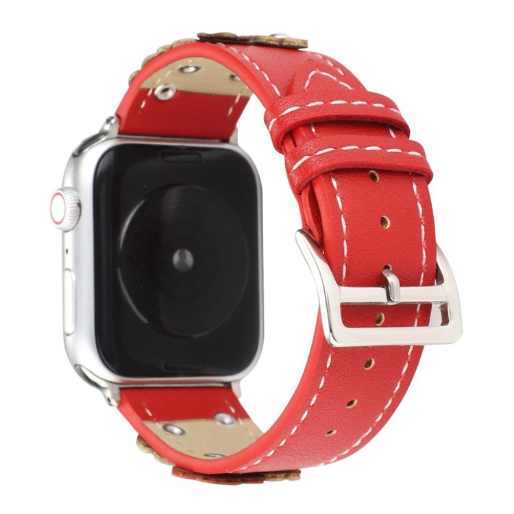Apple Watch Series 5 40mm / Apple Watch 40mm Ægte læder Rem - Rød#serie_2