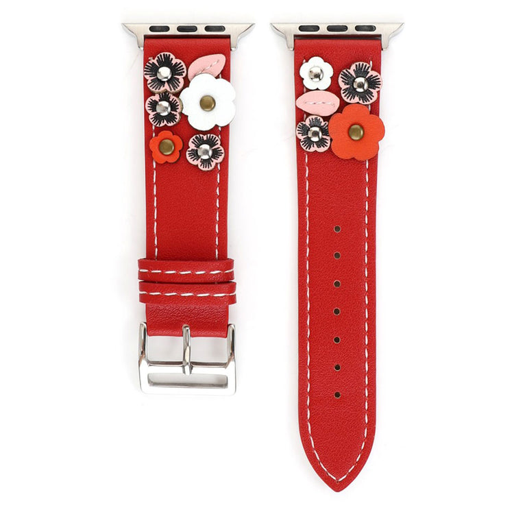 Apple Watch Series 5 40mm / Apple Watch 40mm Ægte læder Rem - Rød#serie_2