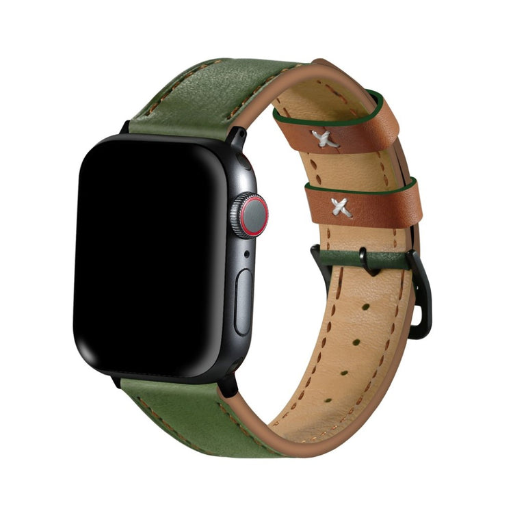 Apple Watch Series 5 40mm / Apple Watch 40mm Ægte læder Rem - Grøn#serie_1