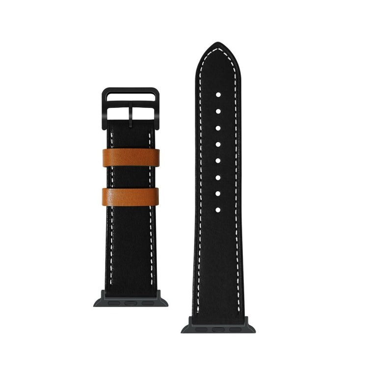 Apple Watch Series 5 40mm / Apple Watch 40mm Ægte læder Rem - Sort#serie_2