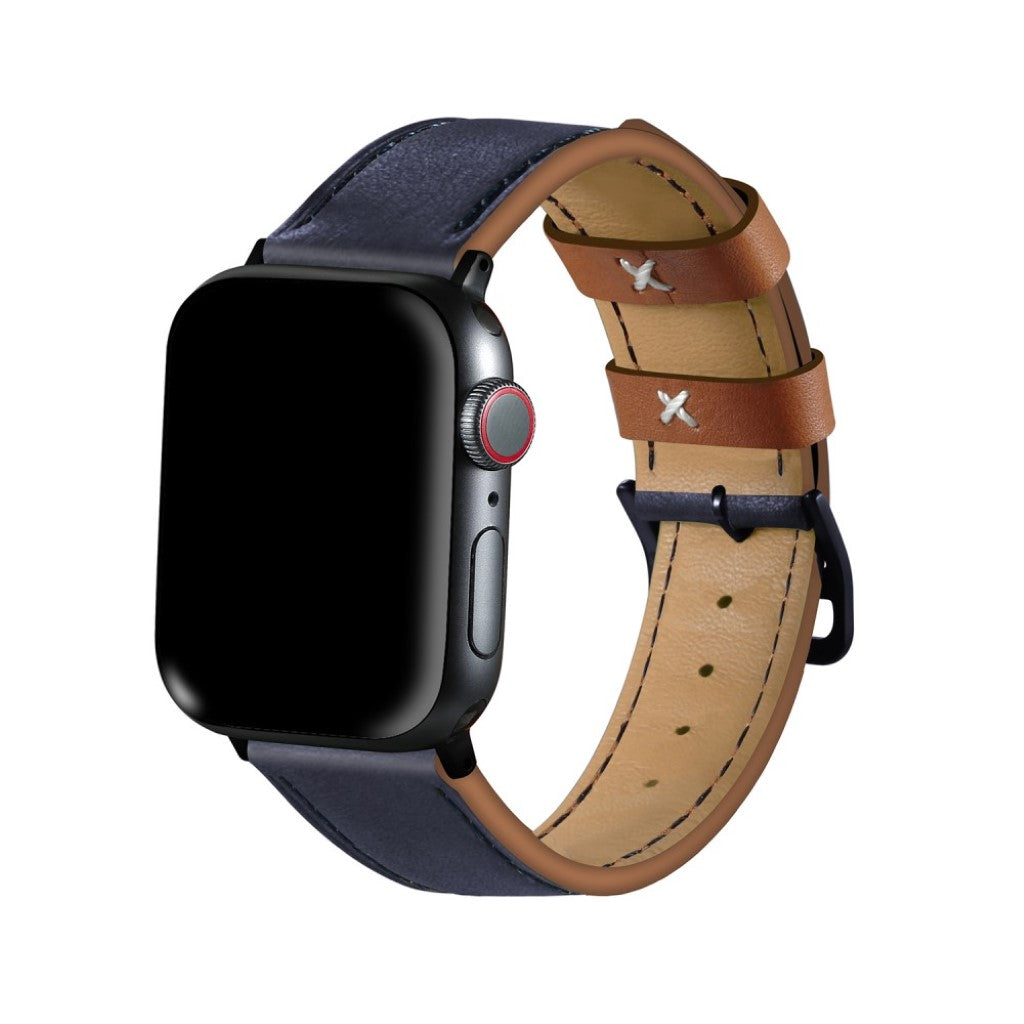 Apple Watch Series 5 40mm / Apple Watch 40mm Ægte læder Rem - Blå#serie_3