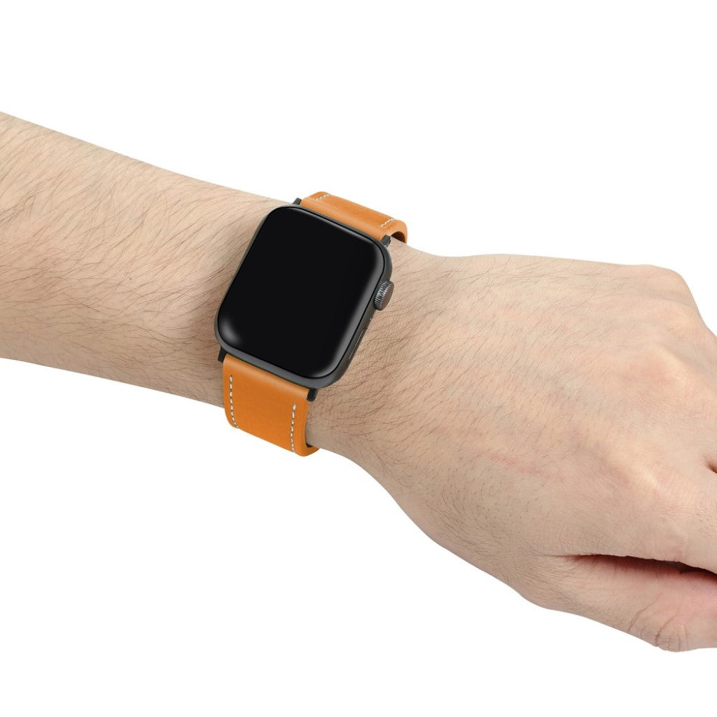 Apple Watch Series 5 40mm / Apple Watch 40mm Ægte læder Rem - Orange#serie_4