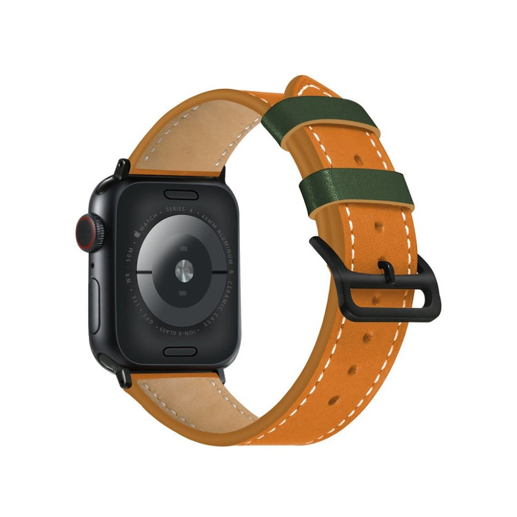 Apple Watch Series 5 40mm / Apple Watch 40mm Ægte læder Rem - Orange#serie_4