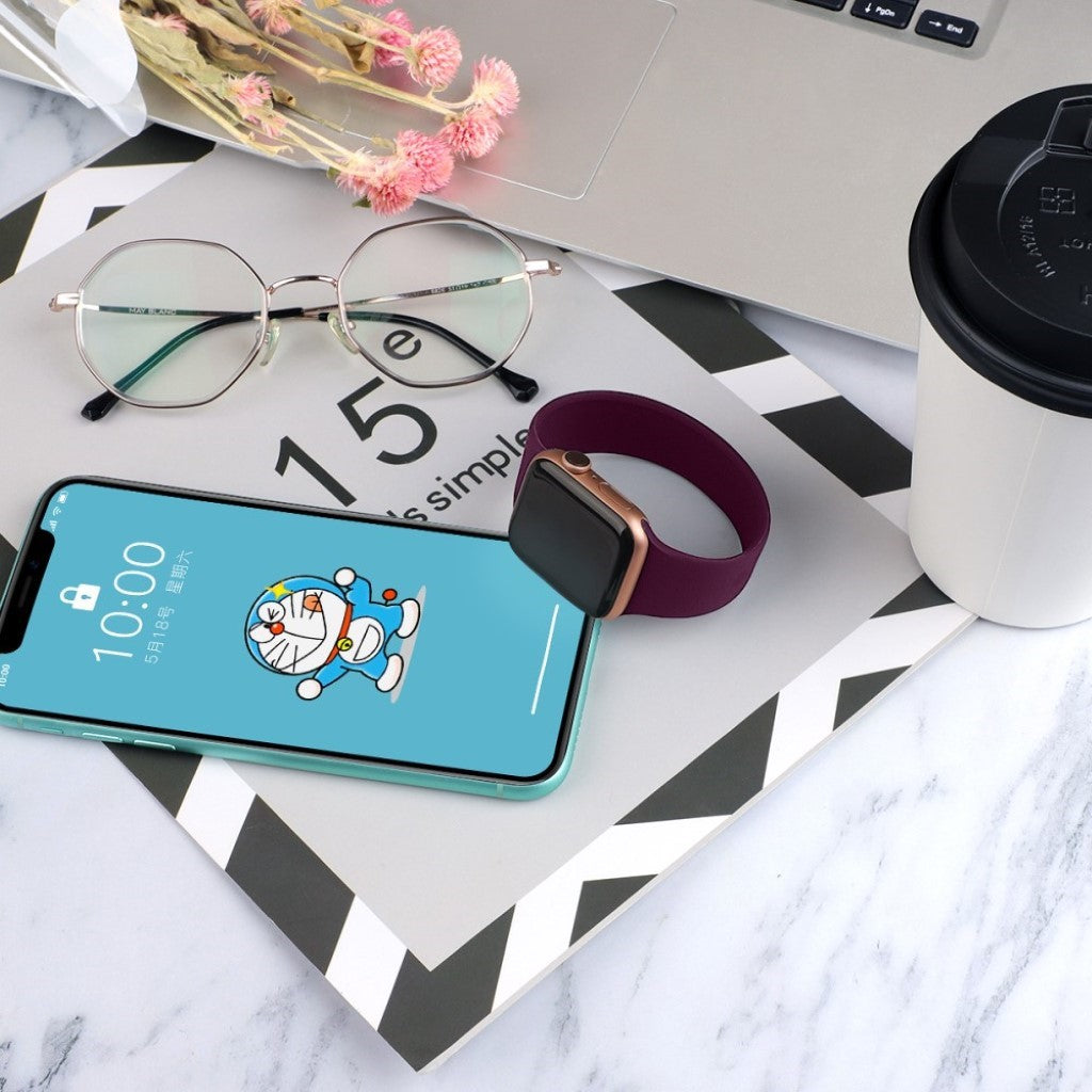 Super slidstærk Universal Apple Silikone Rem - Størrelse: L - Lilla#serie_6