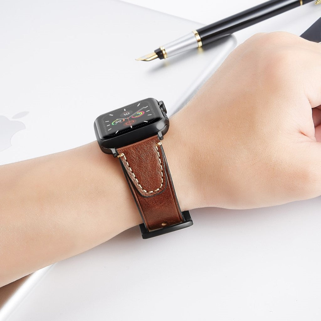 Fint Universal Apple Ægte læder Rem - Brun#serie_4