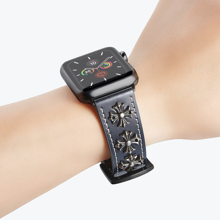 Rigtigt fint Universal Apple Ægte læder Rem - Blå#serie_3