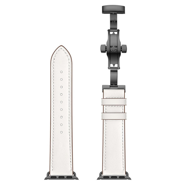 Apple Watch Series 5 44mm / Apple Watch 44mm Ægte læder Rem - Hvid#serie_1