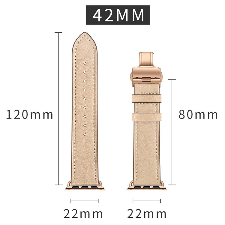 Apple Watch Series 5 44mm / Apple Watch 44mm Ægte læder Rem - Beige#serie_10