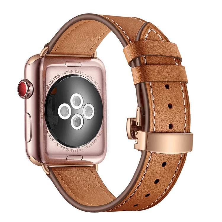 Apple Watch Series 5 44mm / Apple Watch 44mm Ægte læder Rem - Brun#serie_11