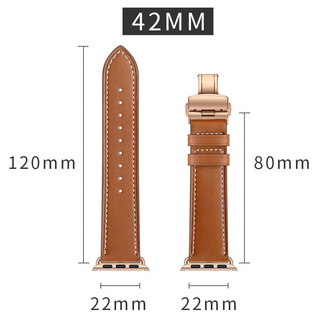 Apple Watch Series 5 44mm / Apple Watch 44mm Ægte læder Rem - Brun#serie_11