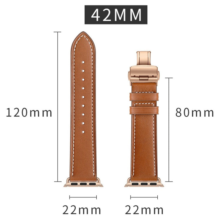 Apple Watch Series 5 44mm / Apple Watch 44mm Ægte læder Rem - Brun#serie_11