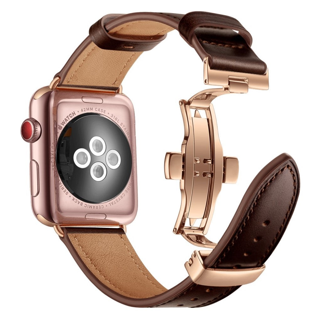 Apple Watch Series 5 44mm / Apple Watch 44mm Ægte læder Rem - Brun#serie_12