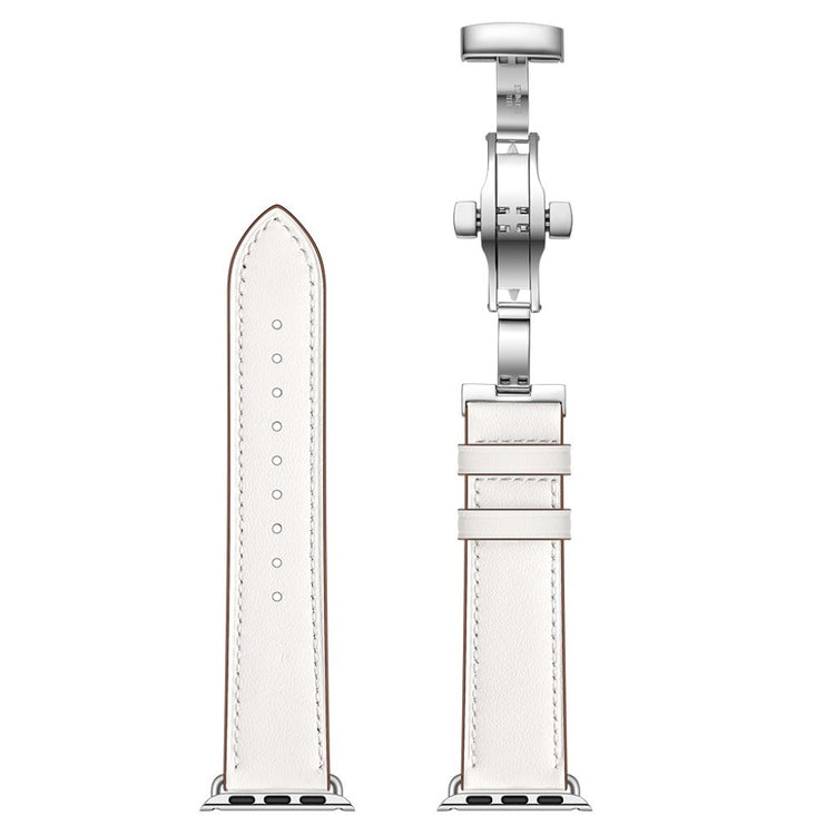 Apple Watch Series 5 44mm / Apple Watch 44mm Ægte læder Rem - Hvid#serie_13