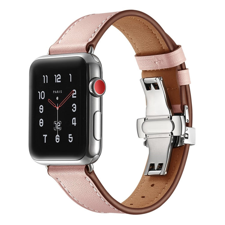 Apple Watch Series 5 44mm / Apple Watch 44mm Ægte læder Rem - Pink#serie_14