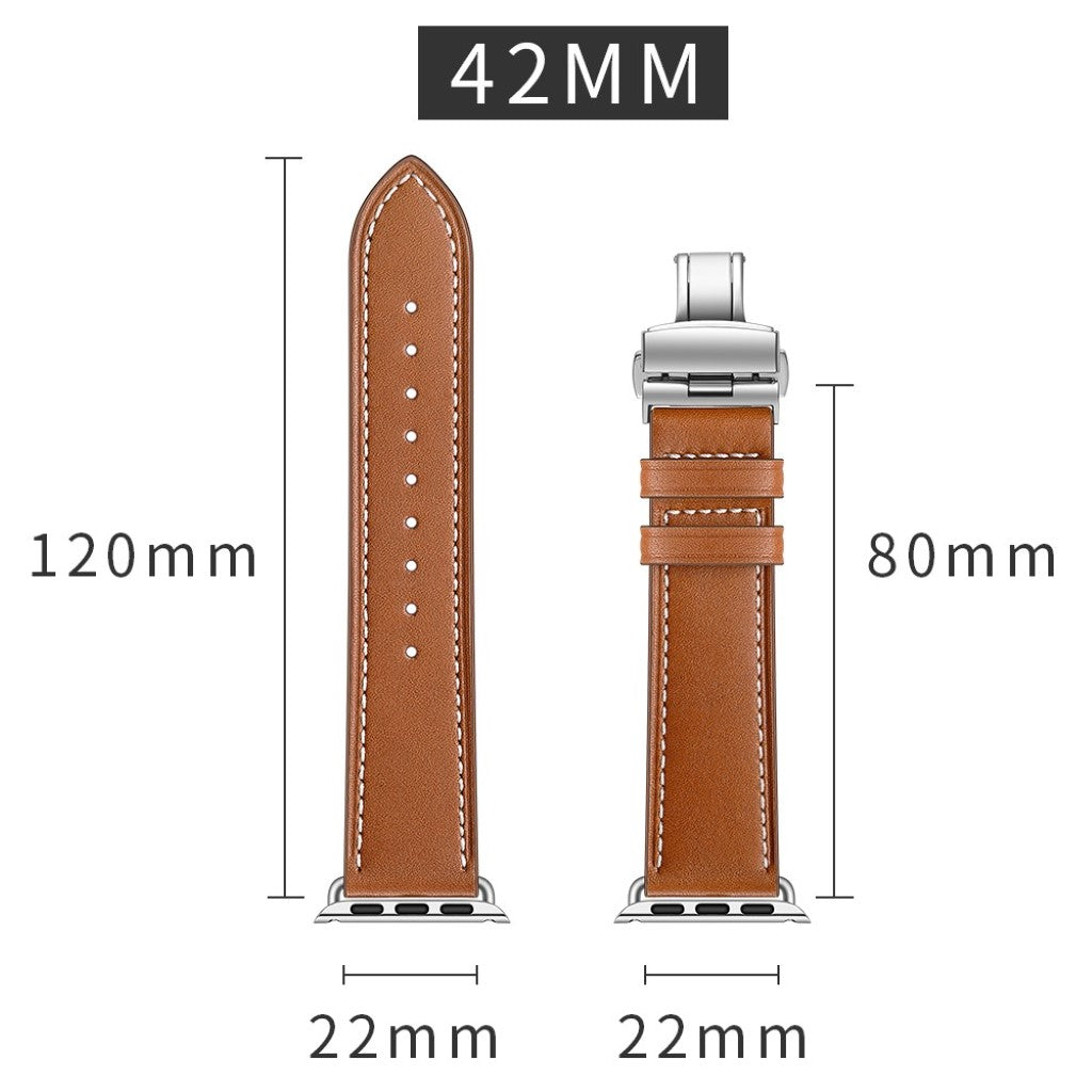 Apple Watch Series 5 44mm / Apple Watch 44mm Ægte læder Rem - Brun#serie_17