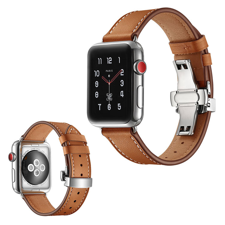 Apple Watch Series 5 44mm / Apple Watch 44mm Ægte læder Rem - Brun#serie_17
