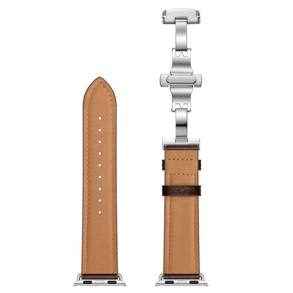 Apple Watch Series 5 44mm / Apple Watch 44mm Ægte læder Rem - Brun#serie_18