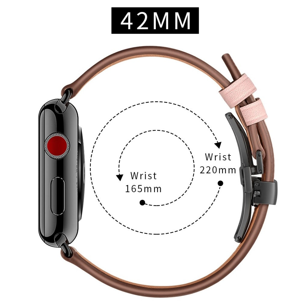Apple Watch Series 5 44mm / Apple Watch 44mm Ægte læder Rem - Pink#serie_2