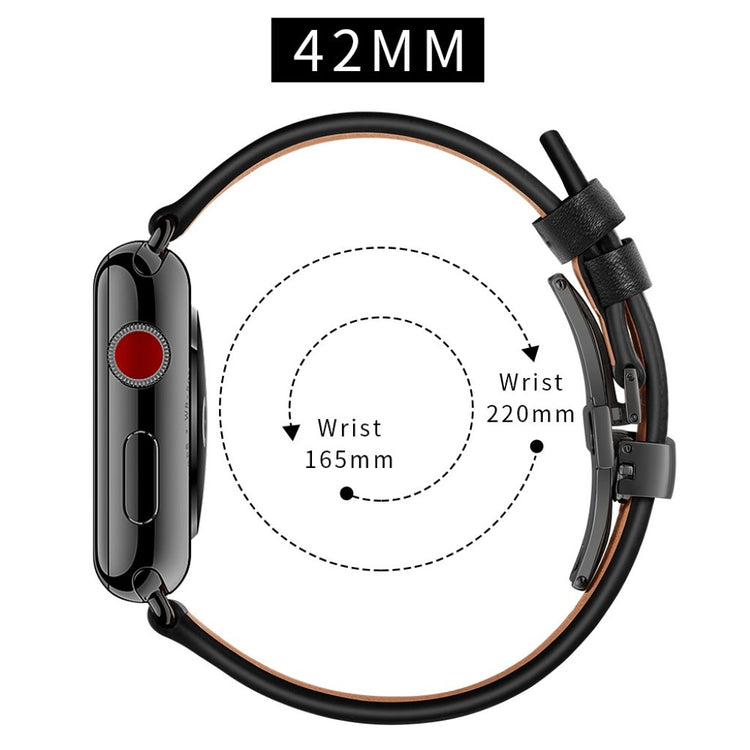 Apple Watch Series 5 44mm / Apple Watch 44mm Ægte læder Rem - Sort#serie_3