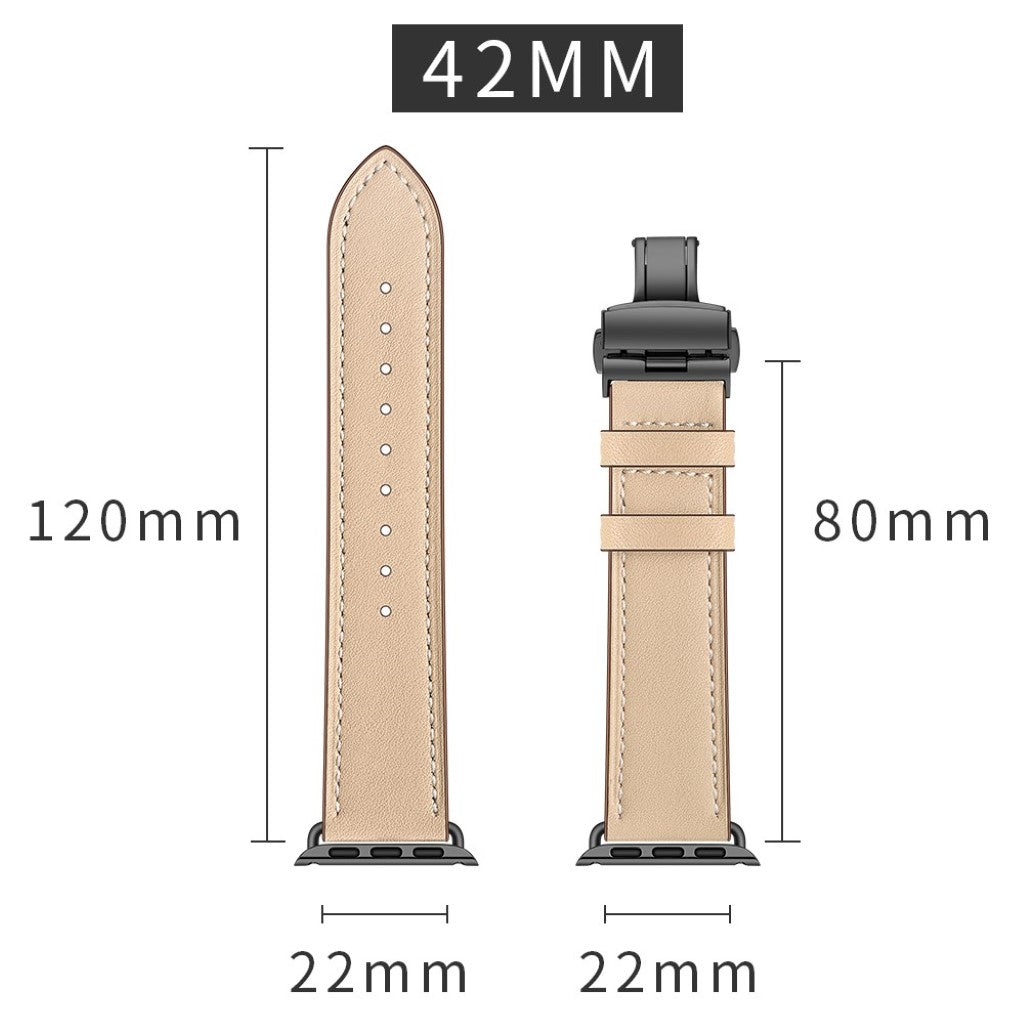 Apple Watch Series 5 44mm / Apple Watch 44mm Ægte læder Rem - Beige#serie_4