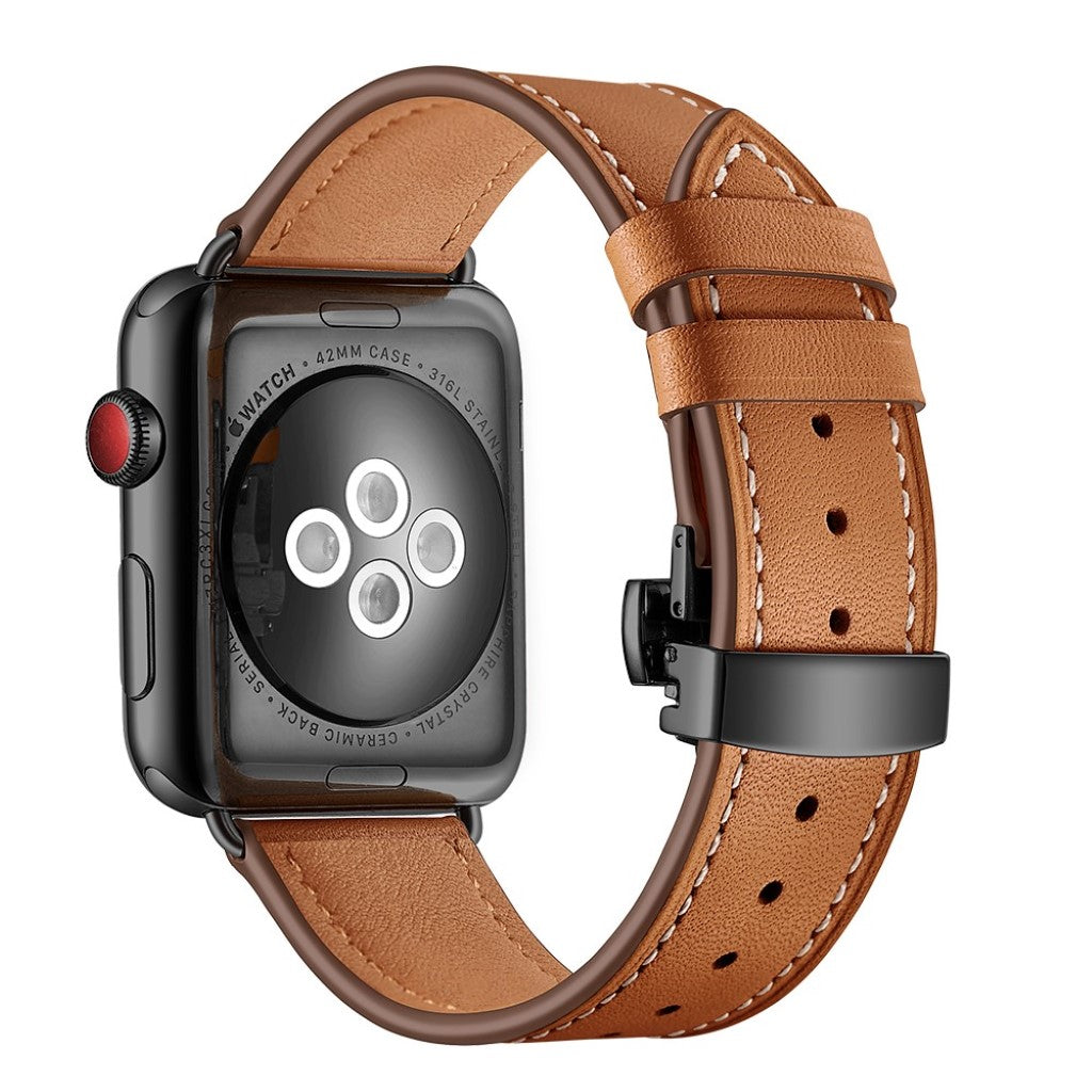 Apple Watch Series 5 44mm / Apple Watch 44mm Ægte læder Rem - Brun#serie_5