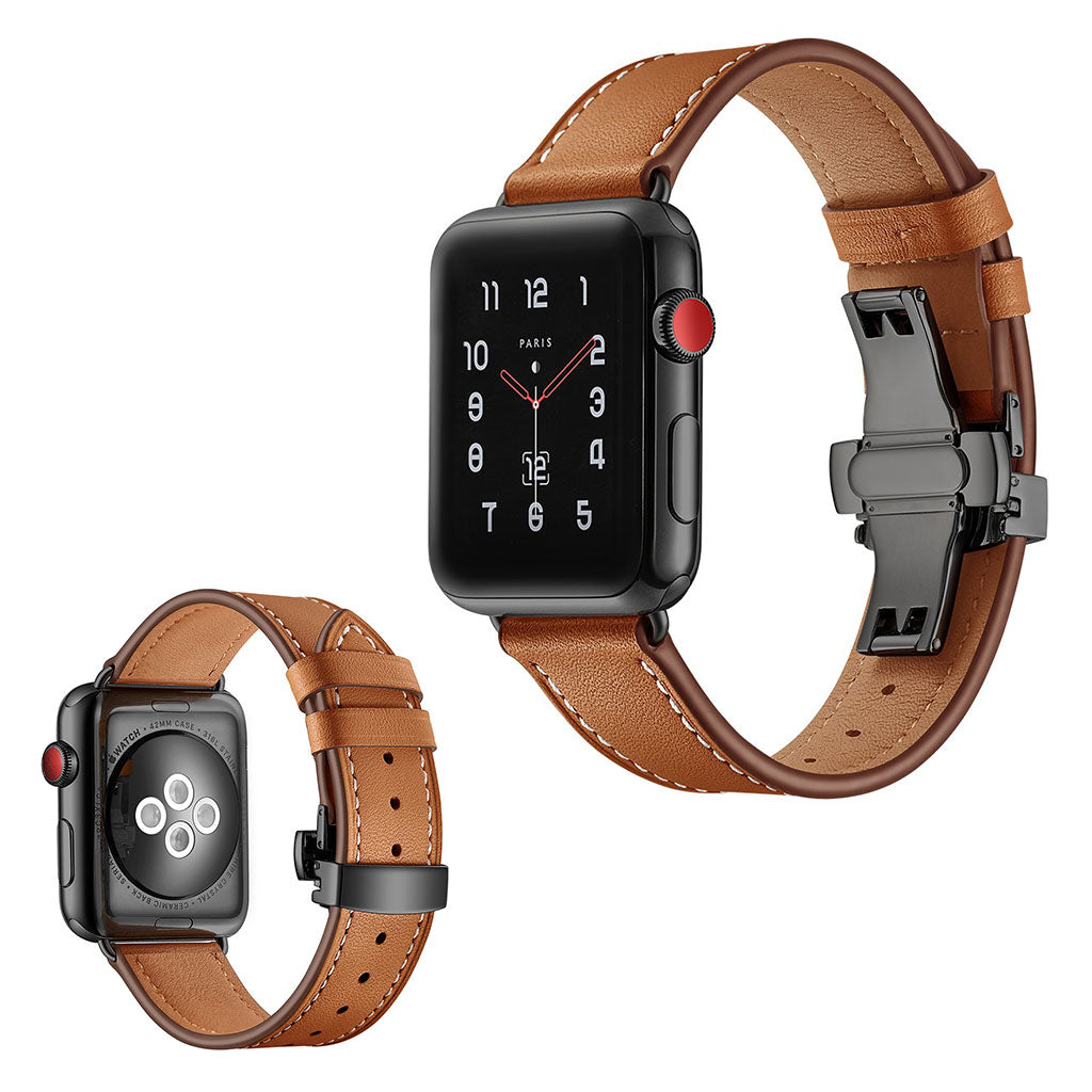 Apple Watch Series 5 44mm / Apple Watch 44mm Ægte læder Rem - Brun#serie_5