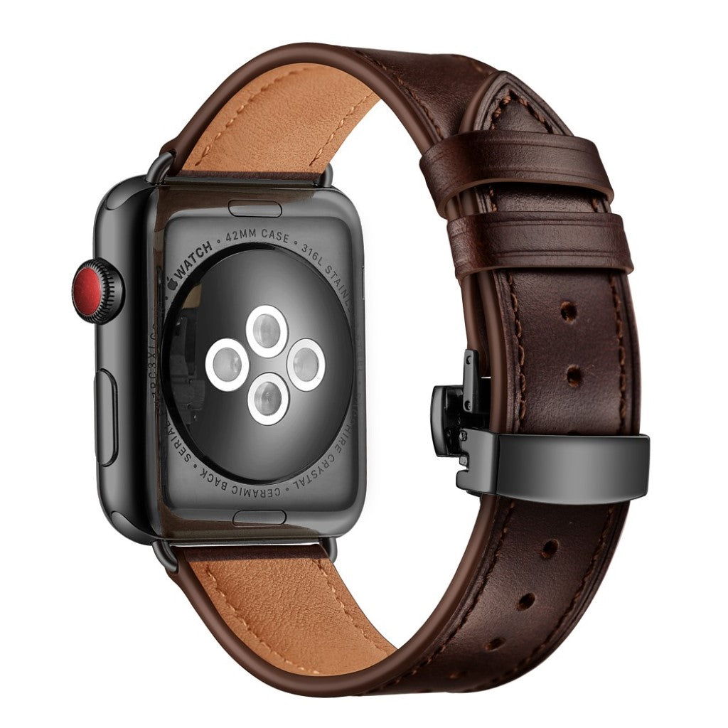 Apple Watch Series 5 44mm / Apple Watch 44mm Ægte læder Rem - Brun#serie_6