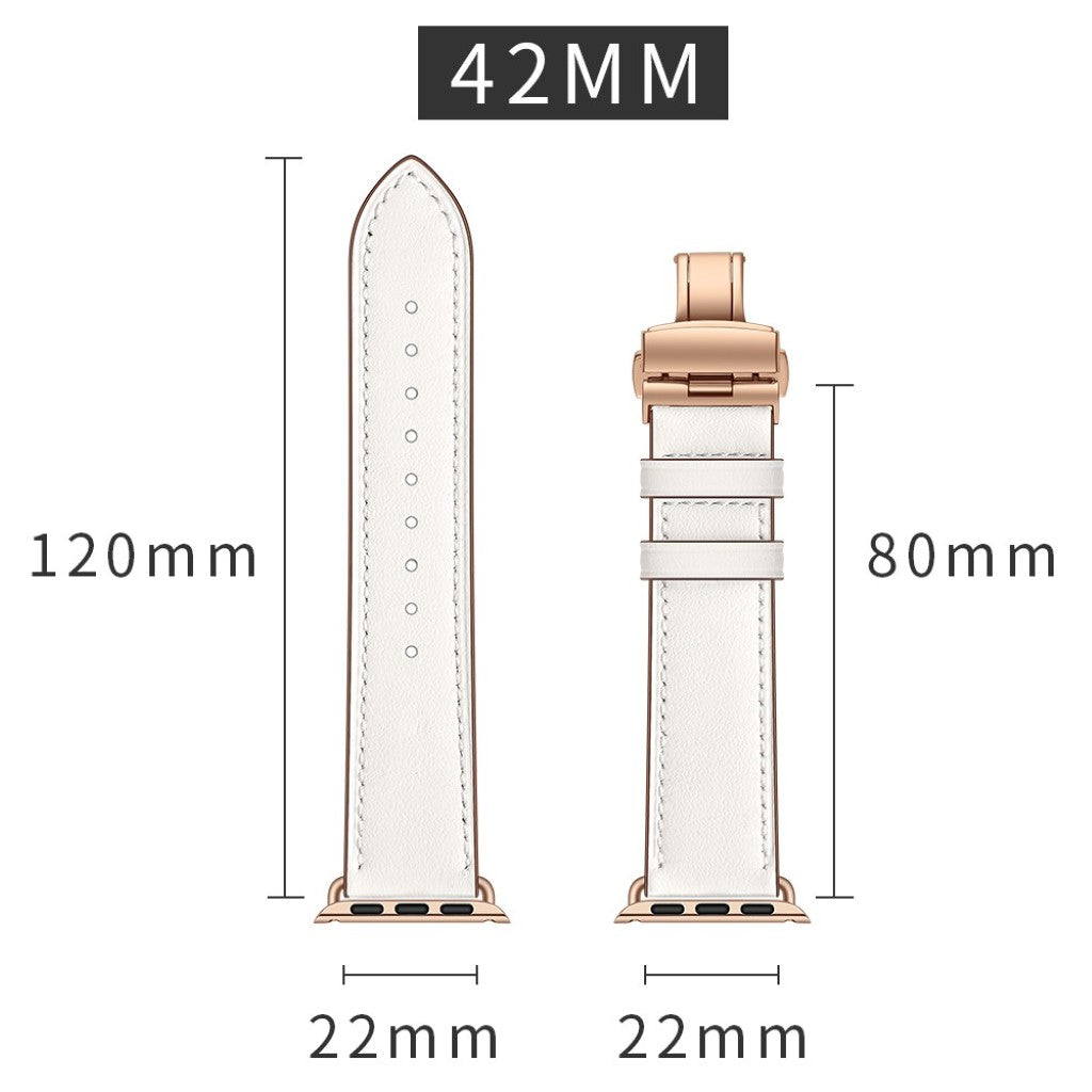 Apple Watch Series 5 44mm / Apple Watch 44mm Ægte læder Rem - Hvid#serie_7