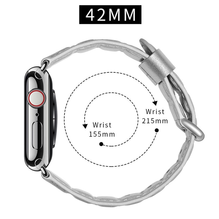 Apple Watch Series 5 44mm / Apple Watch 44mm Ægte læder Rem - Sølv#serie_2