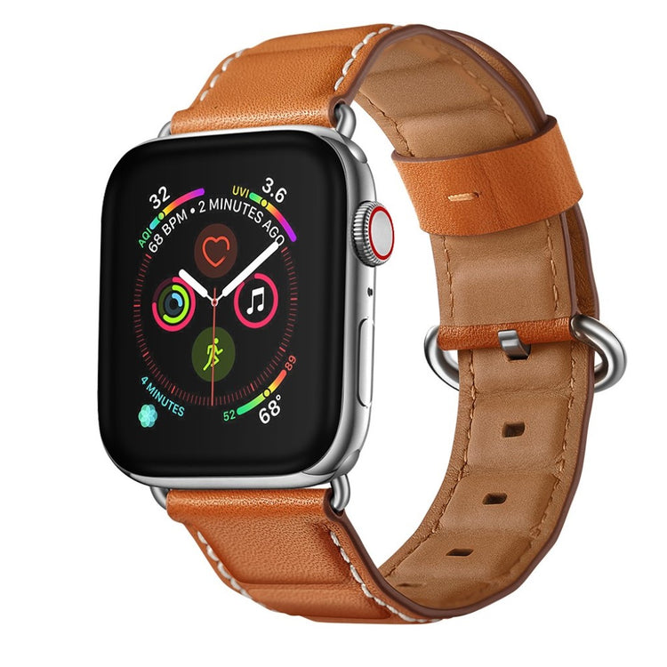 Apple Watch Series 5 44mm / Apple Watch 44mm Ægte læder Rem - Brun#serie_3